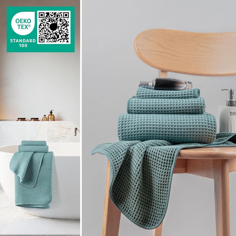 MICROFI New Microfiber Waffle Bath Towels, 3 Pieces, Oversized, Soft, Absorbent, Fast Drying, Lint Free, Includes Bath, Face and Hand Towels - Image 4